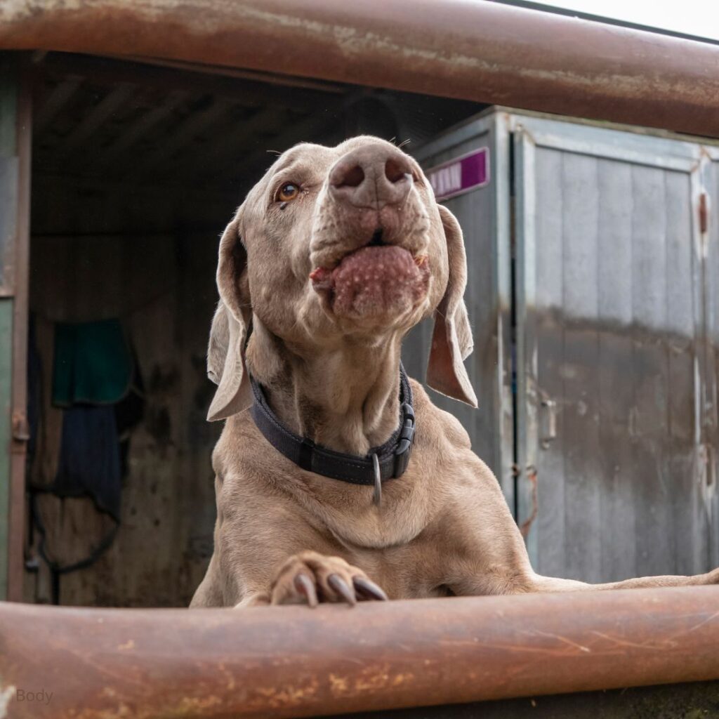 Dog Barking at a Railing